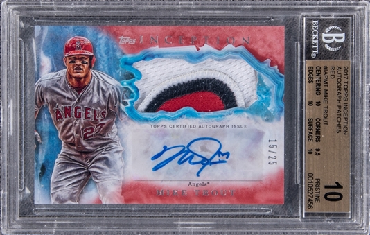 2017 Topps Inception #IAPMT Mike Trout Autograph Patches Red Signed Card (#15/25) - BGS PRISTINE 10/BGS 10